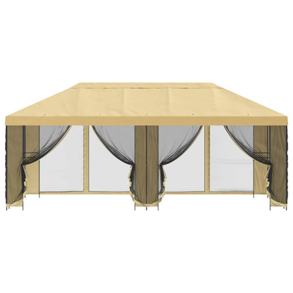 Gazebo con pareti laterali 6 x 3 m Crema Poliestere e Acciaio