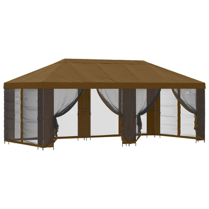 Gazebo con pareti laterali 6 x 3 m Tortora Poliestere e Acciaio