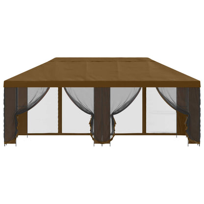 Gazebo con pareti laterali 6 x 3 m Tortora Poliestere e Acciaio