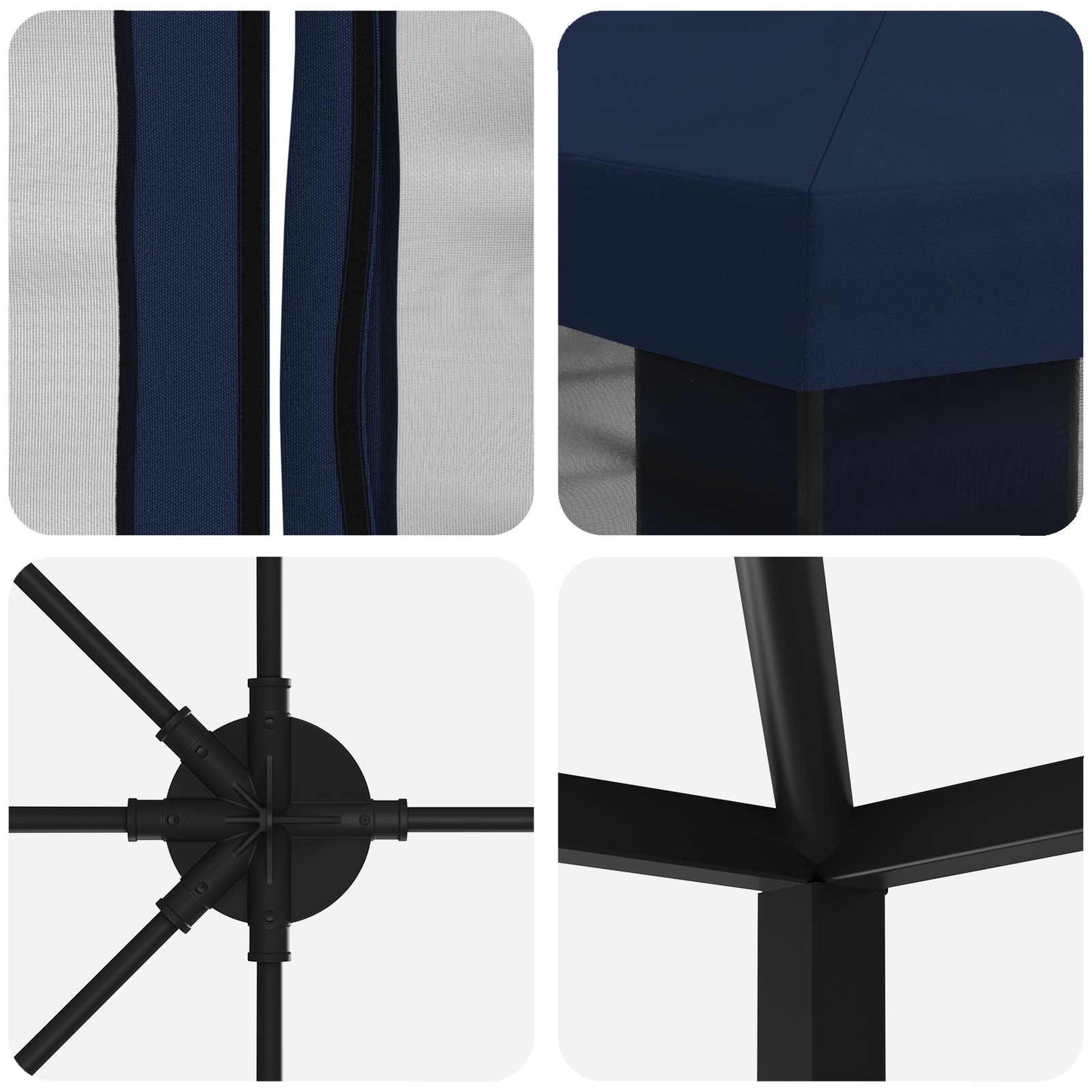 Gazebo con pareti laterali 6 x 3 m Blu Poliestere e Acciaio 190