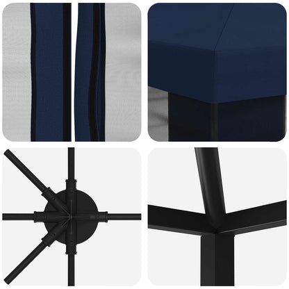 Gazebo con pareti laterali 6 x 3 m Blu Poliestere e Acciaio 190