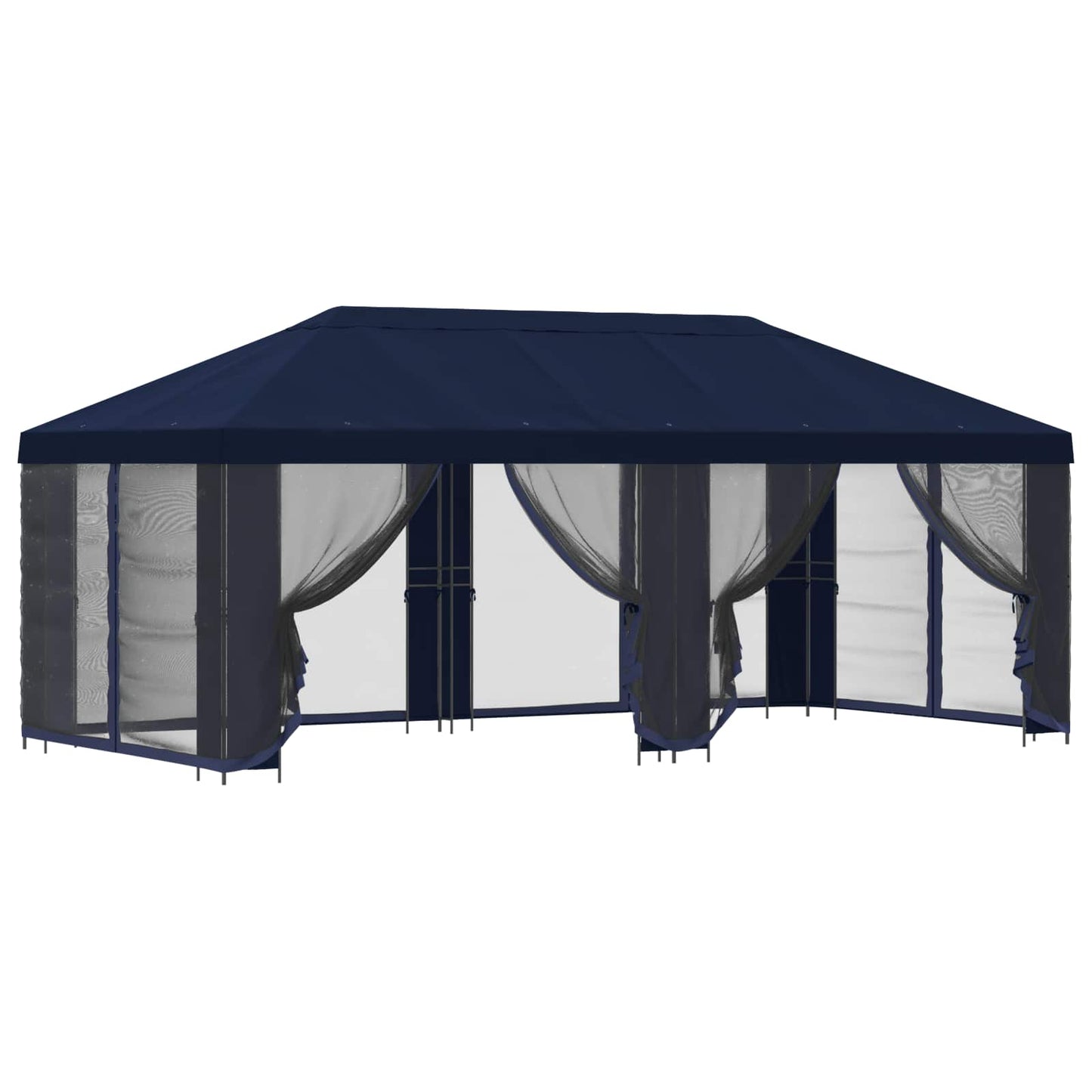 Gazebo con pareti laterali 6 x 3 m Blu Poliestere e Acciaio 190 | homemem39