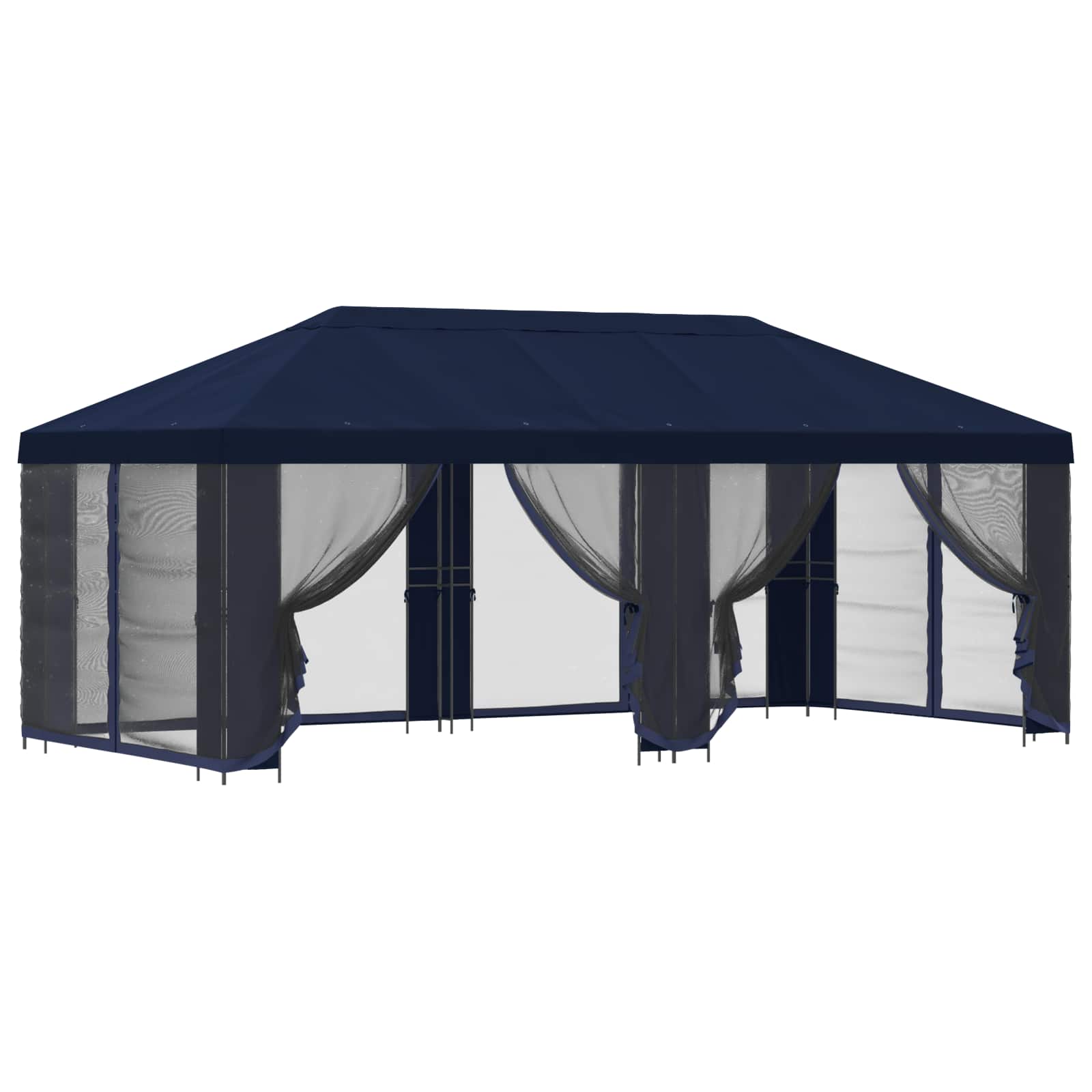 Gazebo con pareti laterali 6 x 3 m Blu Poliestere e Acciaio 190 | homemem39
