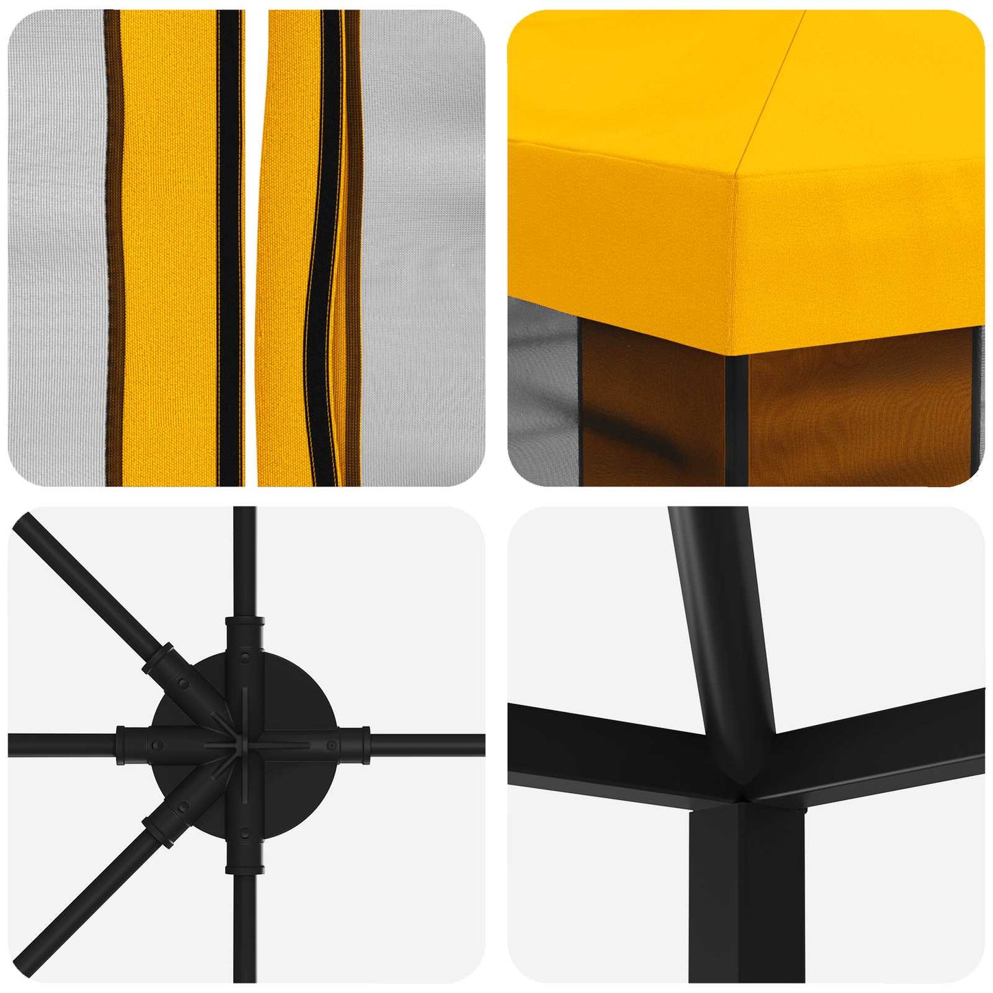 Gazebo con pareti laterali 6 x 3 m Giallo Poliestere e Acciaio | homemem39