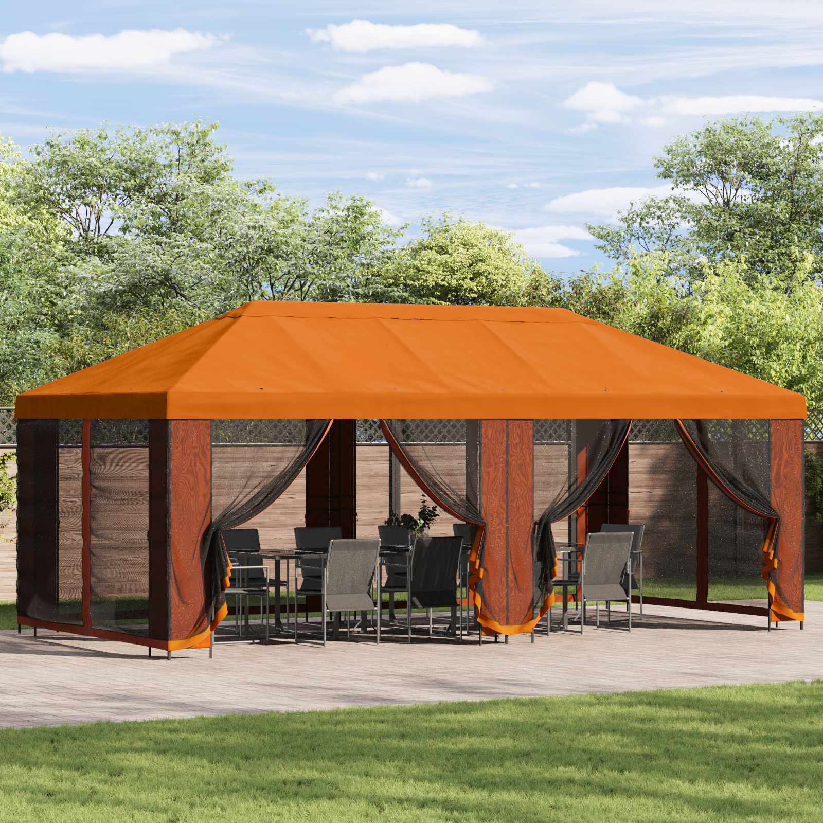 Gazebo con pareti laterali 6 x 3 m Arancione | homemem39