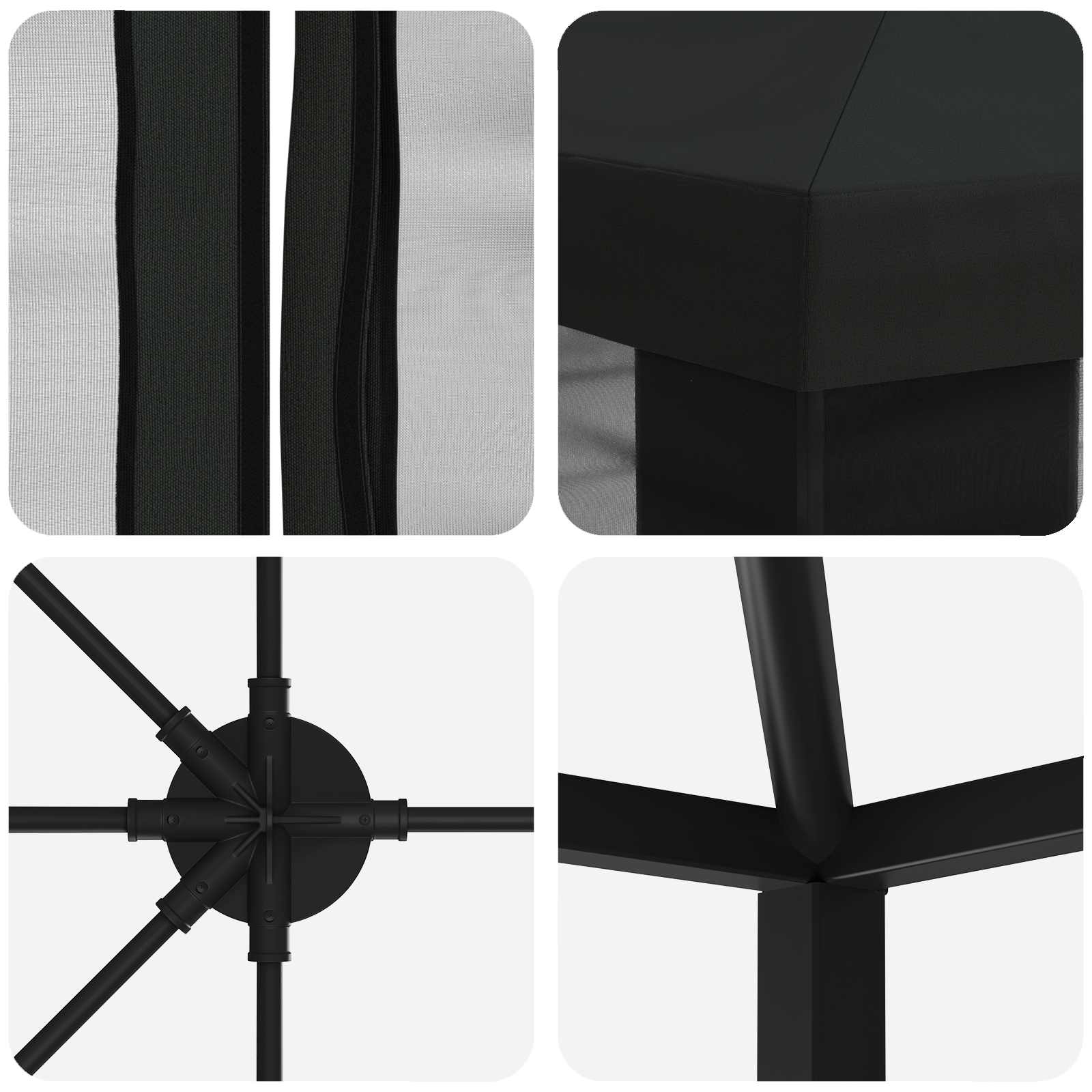Gazebo con pareti laterali 6 x 3 m Nero Poliestere e Acciaio | homemem39