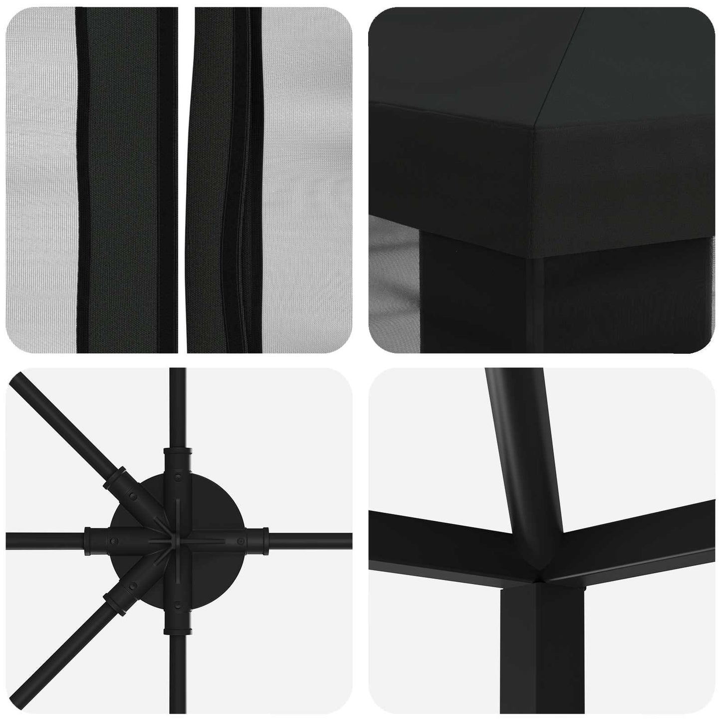 Gazebo con pareti laterali 6 x 3 m Nero Poliestere e Acciaio