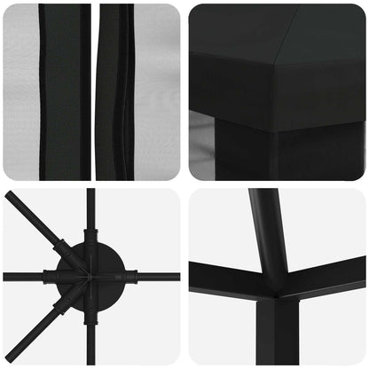 Gazebo con pareti laterali 6 x 3 m Nero Poliestere e Acciaio