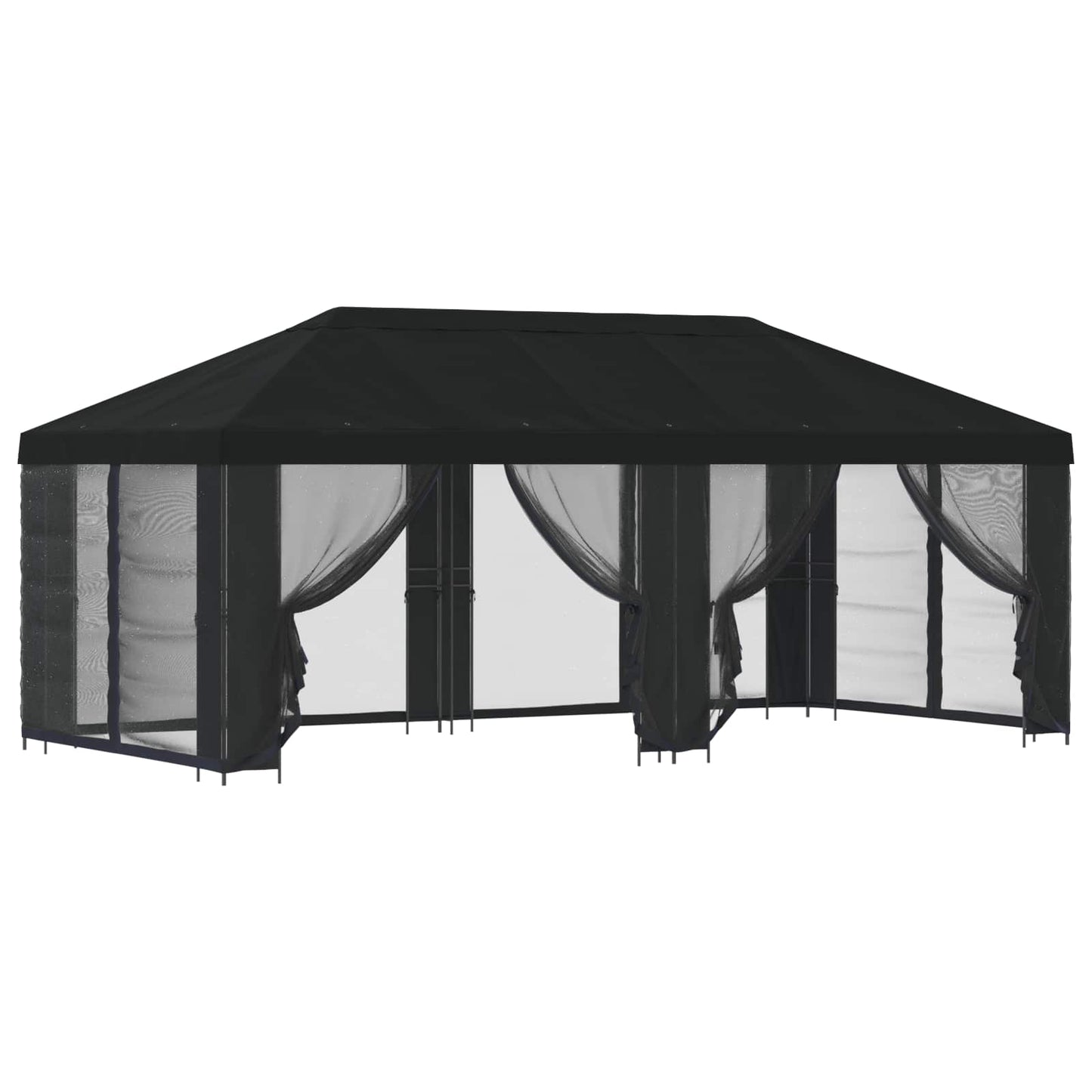 Gazebo con pareti laterali 6 x 3 m Nero Poliestere e Acciaio | homemem39