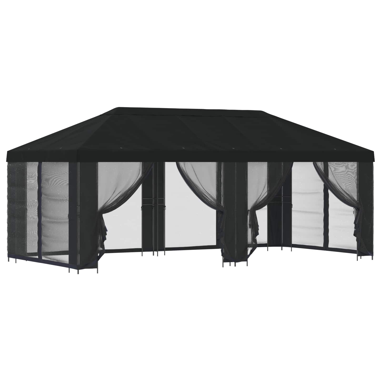 Gazebo con pareti laterali 6 x 3 m Nero Poliestere e Acciaio | homemem39