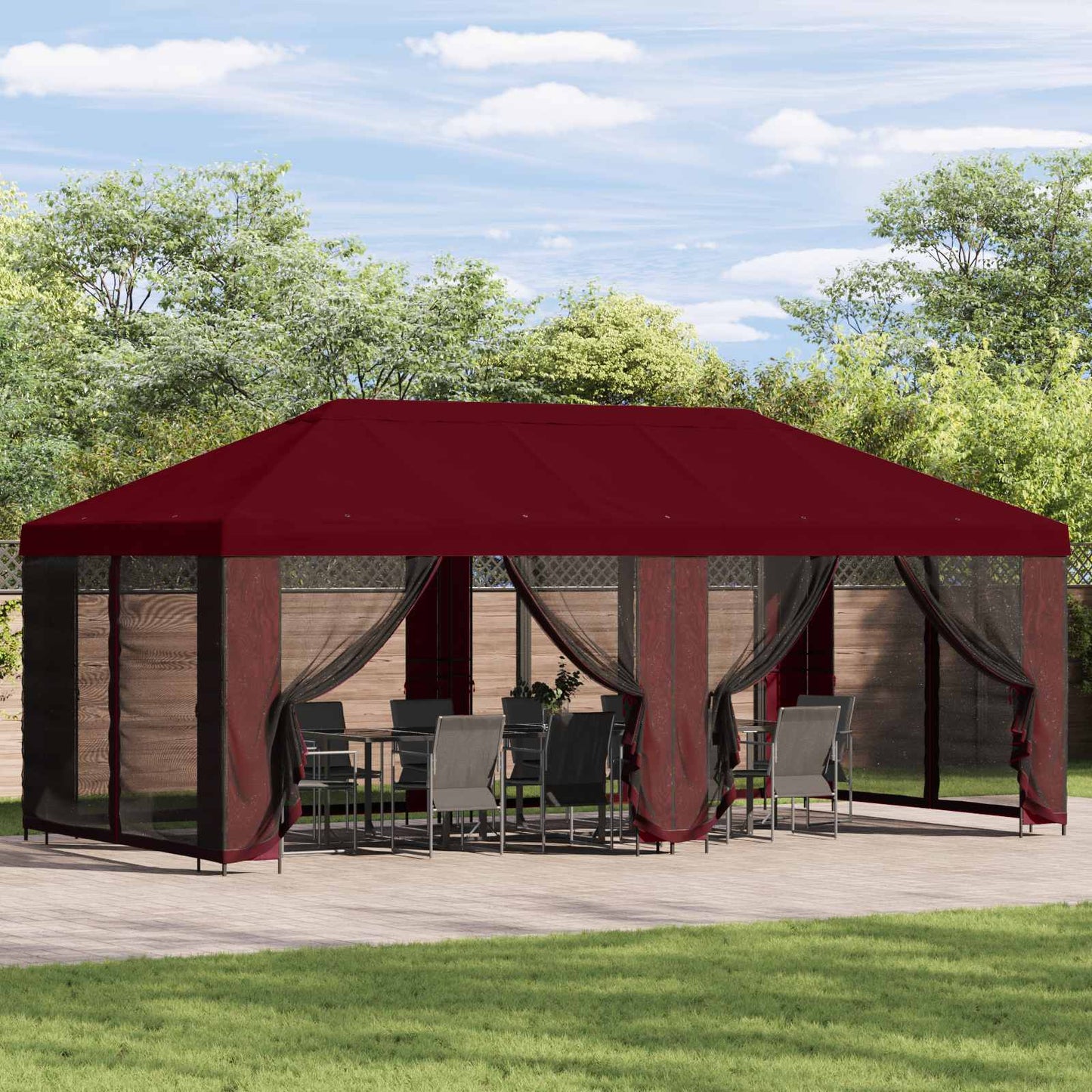 Gazebo con pareti laterali 6 x 3 m Borgogna
