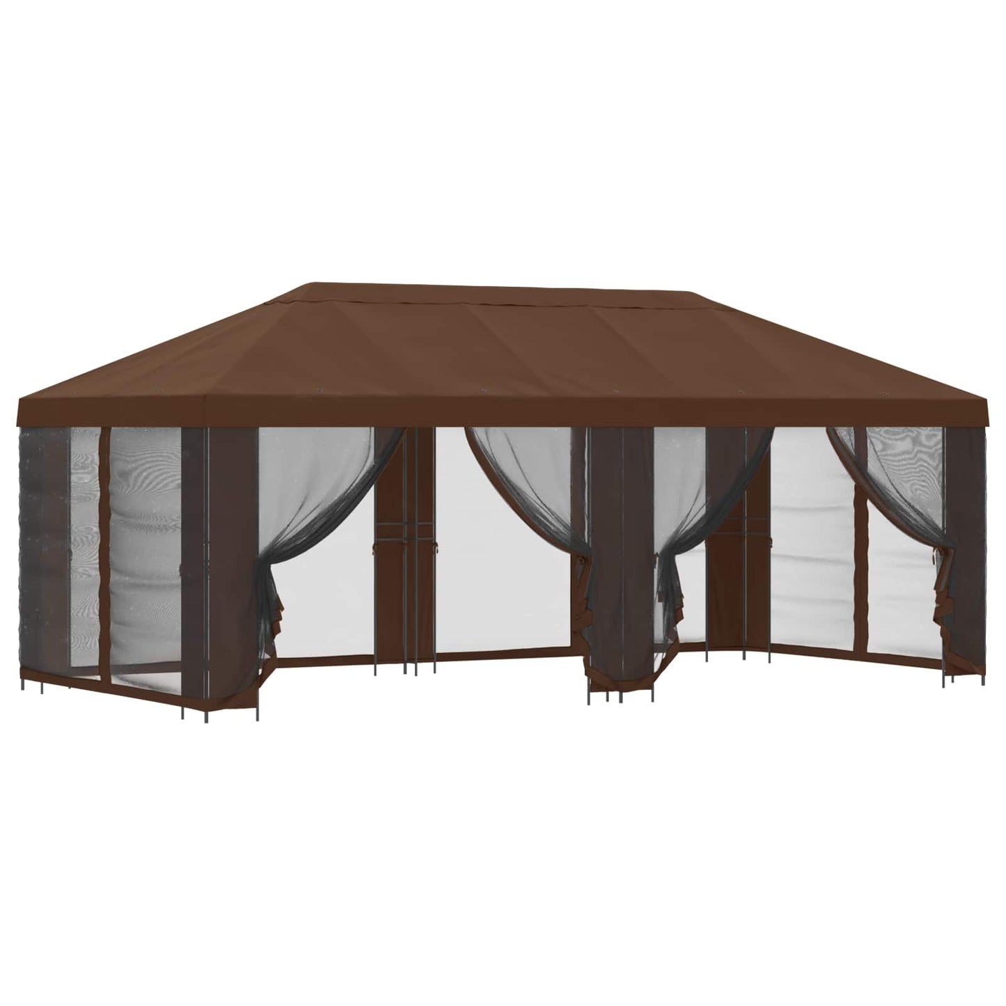 Gazebo con pareti laterali 6 x 3 m Marrone Poliestere e Acciaio