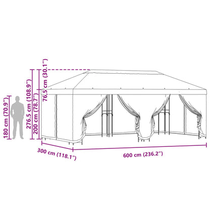 Gazebo con pareti laterali 6 x 3 m Marrone Poliestere e Acciaio | homemem39
