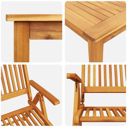 Set da Pranzo per Giardino Pieghevole 5 pcs Marrone