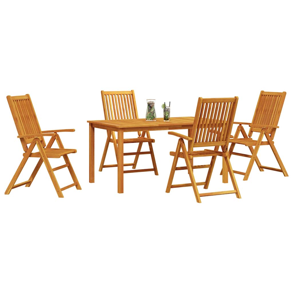 Set da Pranzo per Giardino Pieghevole 5 pcs Marrone