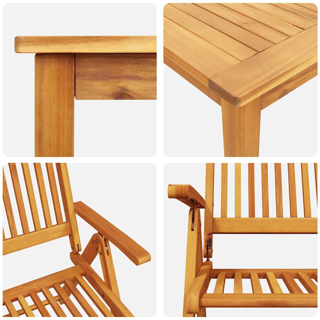 Set da Pranzo per Giardino Pieghevole 9 pcs Marrone