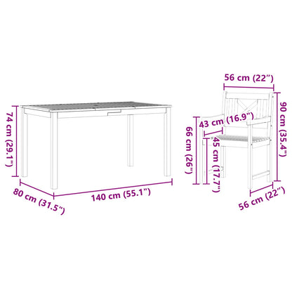 Set da Pranzo per Giardino 7 pcs Marrone | homemem39