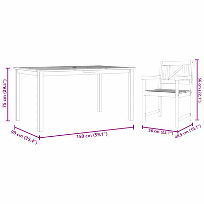 Set da Pranzo per Giardino 5 pcs Marrone - homemem39