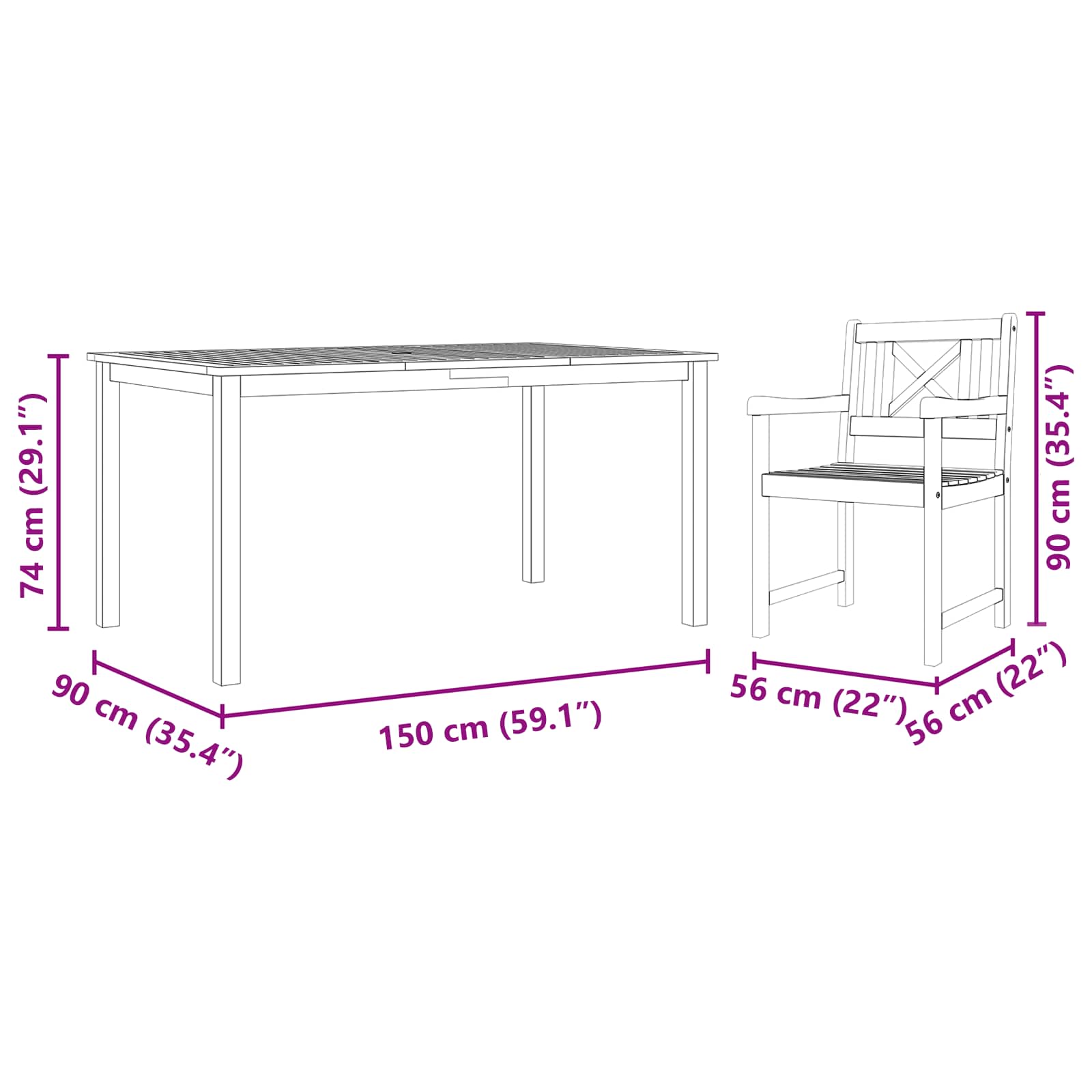 Set da Pranzo per Giardino 5 pcs Marrone | homemem39