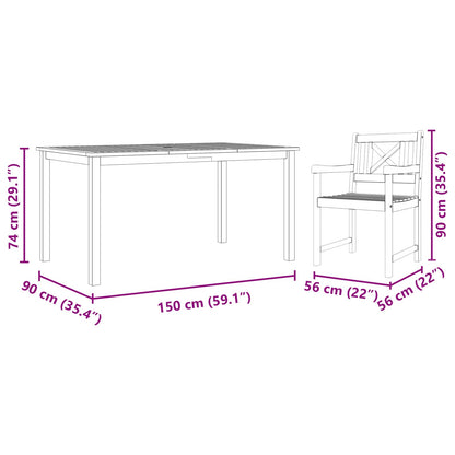 Set da Pranzo per Giardino 7 pcs Marrone | homemem39