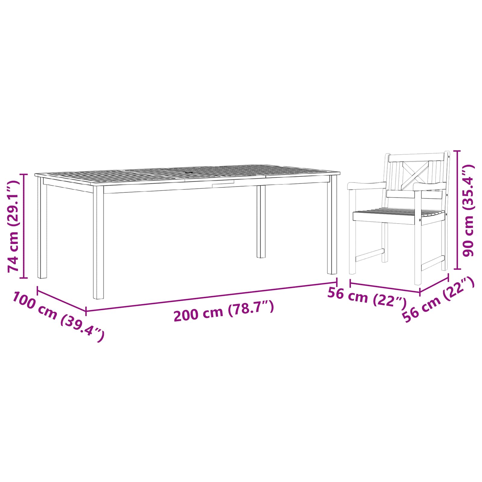 Set da Pranzo per Giardino 9 pcs Marrone | homemem39