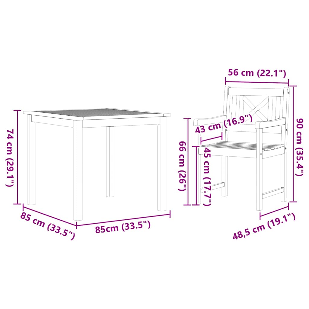 Set da Pranzo per Giardino 5 pcs Marrone - homemem39