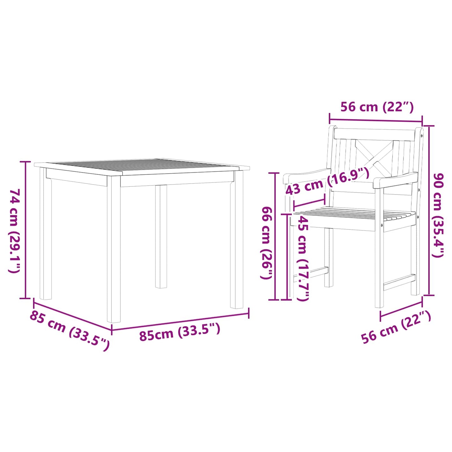 Set da Pranzo per Giardino 5 pcs Marrone | homemem39