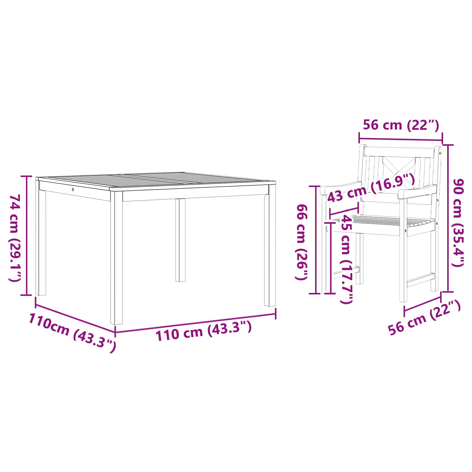 Set da Pranzo per Giardino 3 pcs Marrone | homemem39