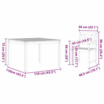 Set da Pranzo per Giardino 5 pcs Marrone - homemem39