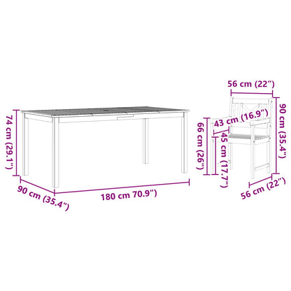 Set da Pranzo per Giardino 7 pcs Marrone | homemem39