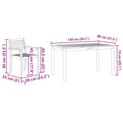 Set da Pranzo per Giardino 5 pcs Marrone | homemem39
