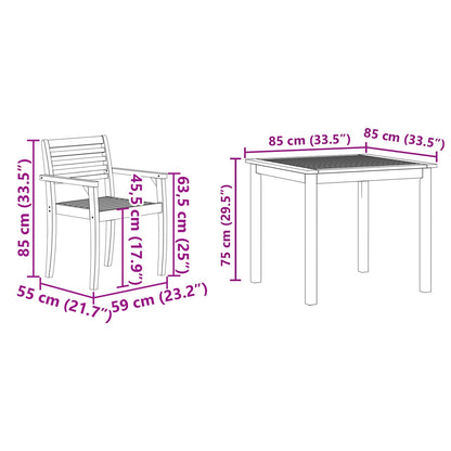 Set da Pranzo per Giardino 5 pcs Marrone