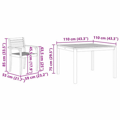 Set da Pranzo per Giardino 3 pcs Marrone | homemem39