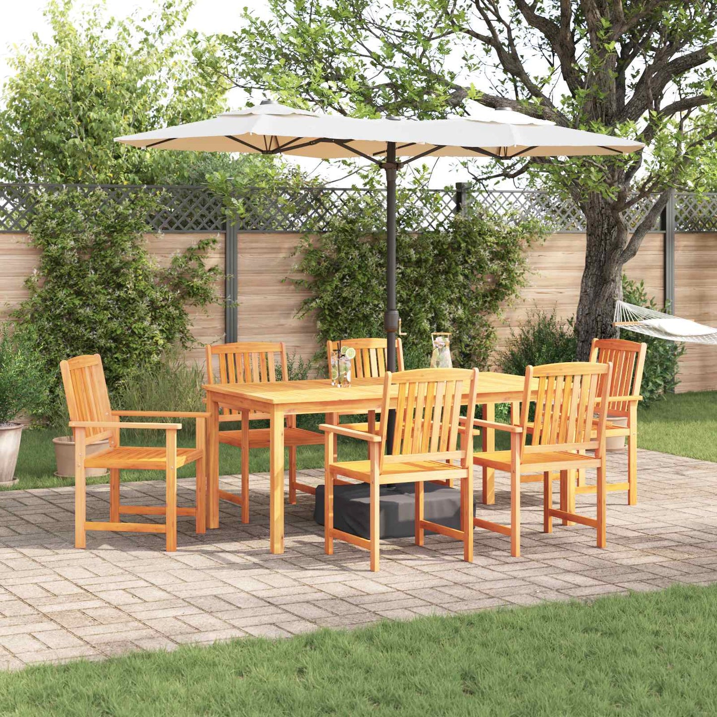 Set da Pranzo per Giardino 7 pz Marrone | homemem39