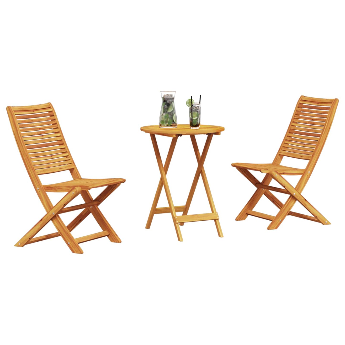 Set Bistro Pieghevole 3 pcs Marrone Legno di Acacia Massello