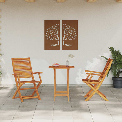 Set Bistro Pieghevole 3 pcs Marrone Legno di Acacia Massello | homemem39