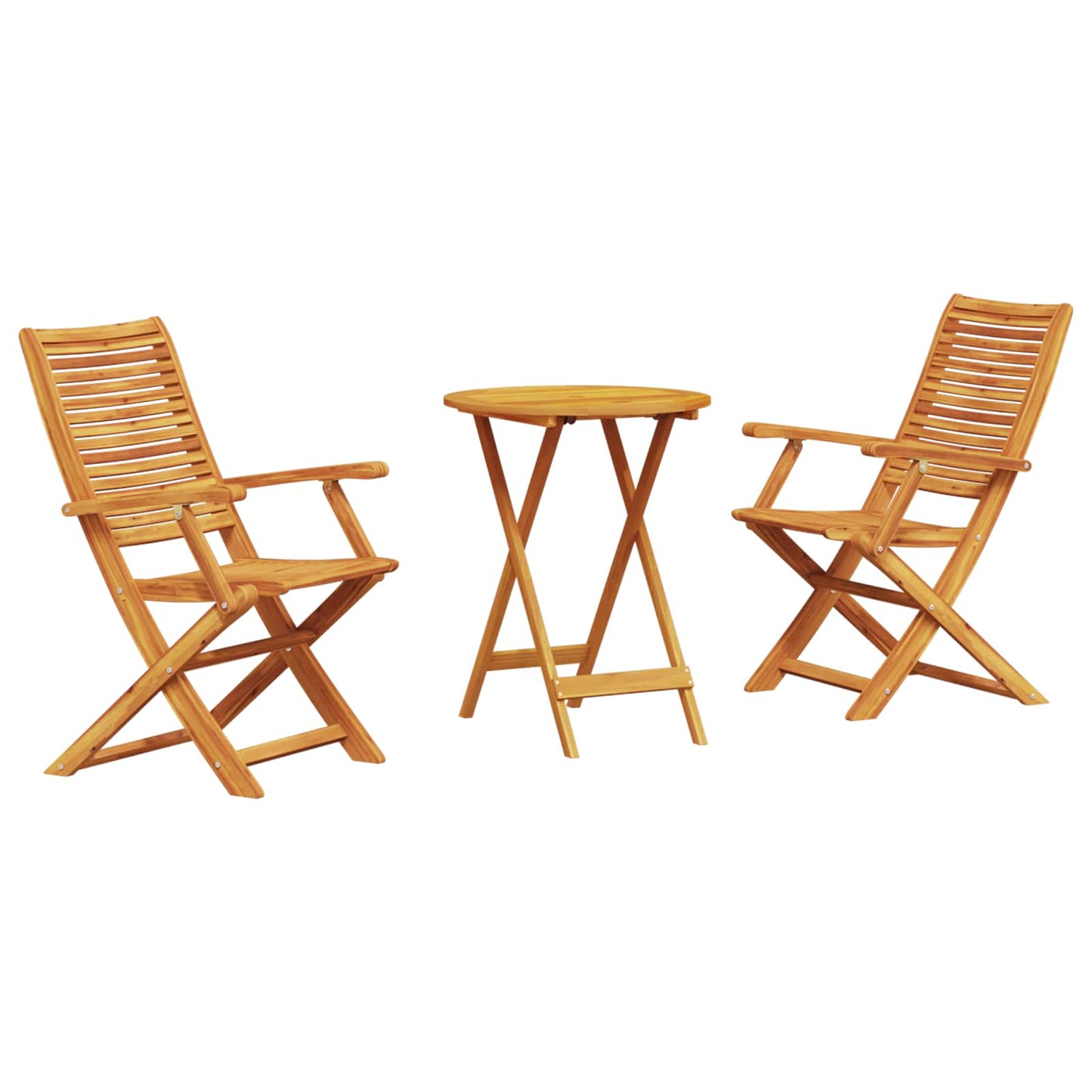 Set Bistro Pieghevole 3 pcs Marrone Legno di Acacia Massello