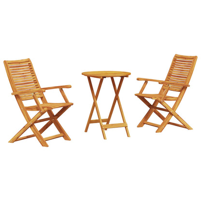 Set Bistro Pieghevole 3 pcs Marrone Legno di Acacia Massello