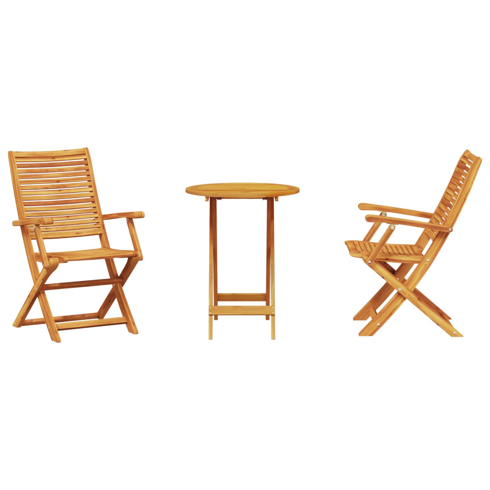 Set Bistro Pieghevole 3 pcs Marrone Legno di Acacia Massello | homemem39