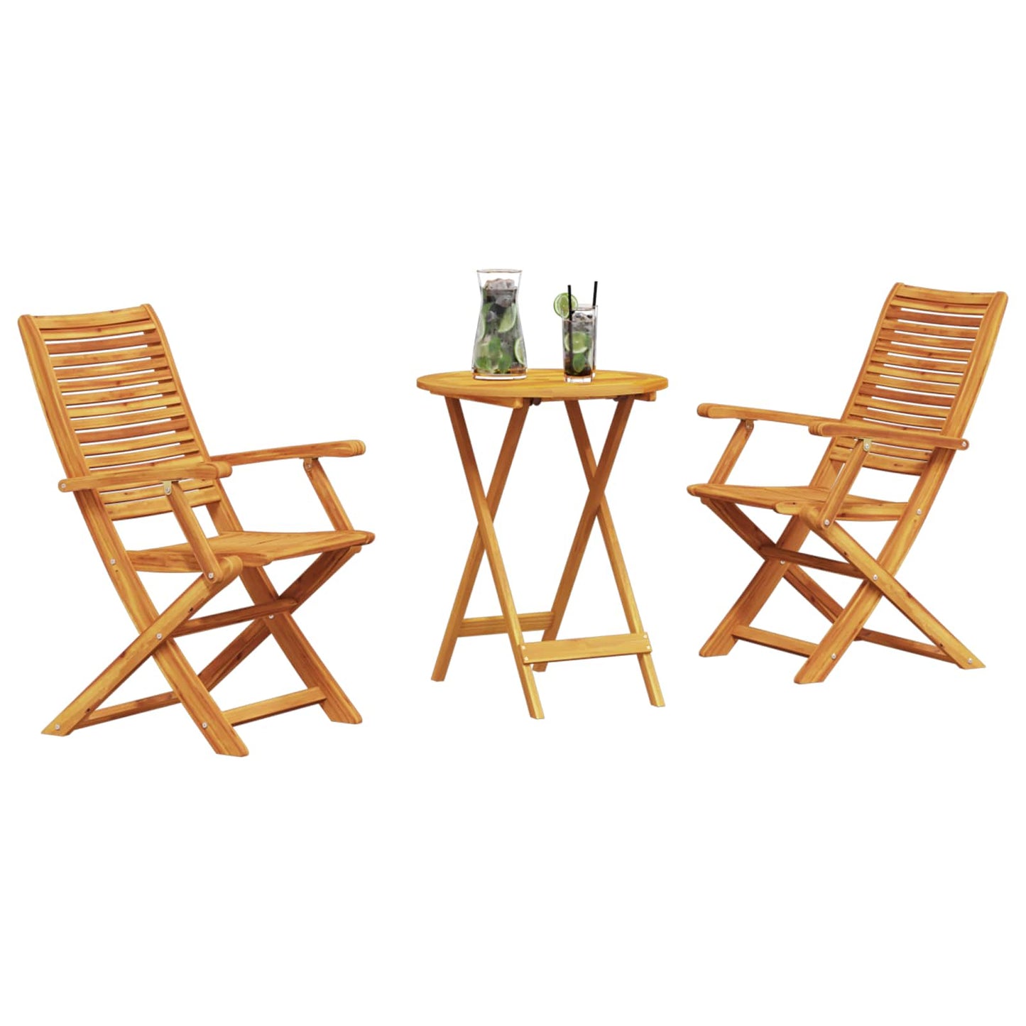 Set Bistro Pieghevole 3 pcs Marrone Legno di Acacia Massello | homemem39