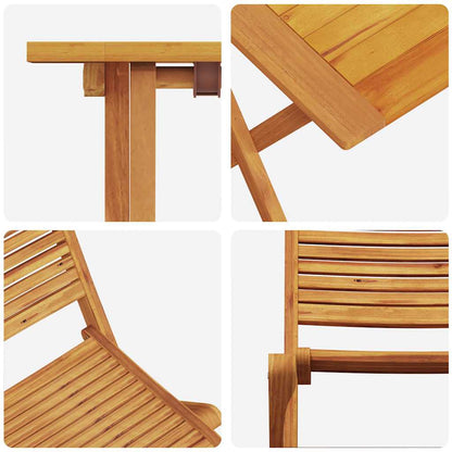 Set Bistro Pieghevole 3 pcs Marrone Legno di Acacia Massello