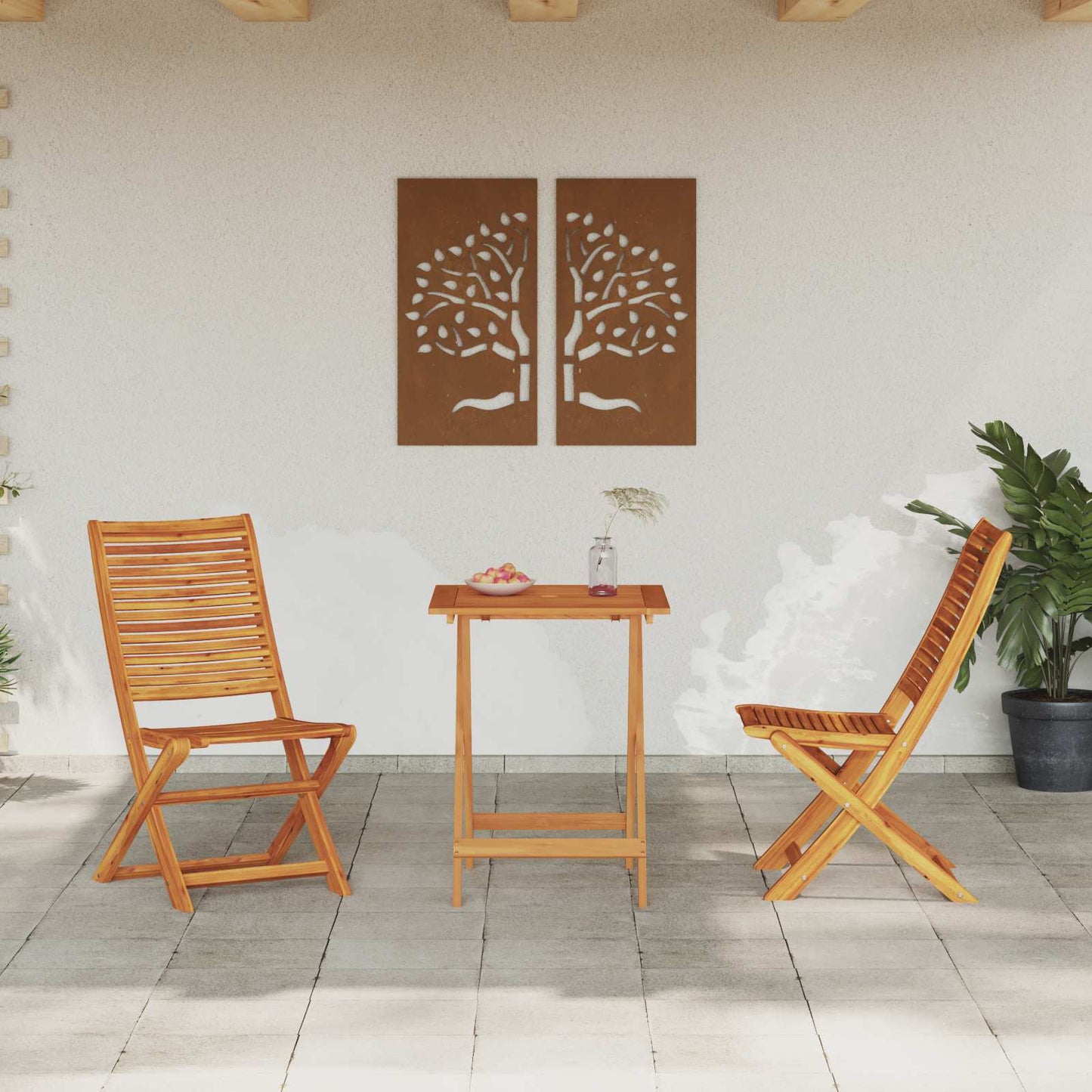 Set Bistro Pieghevole 3 pcs Marrone Legno di Acacia Massello | homemem39