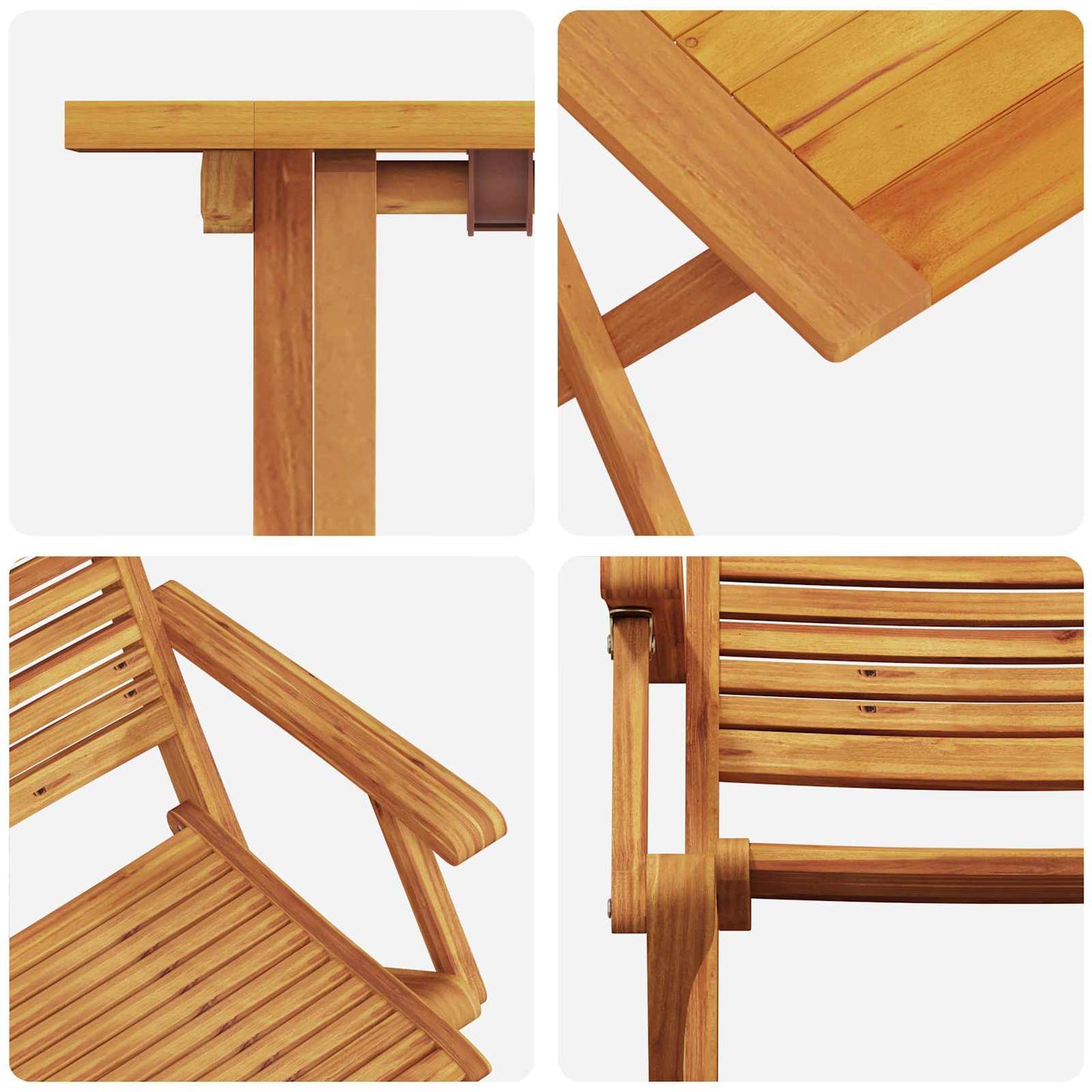 Set Bistro Pieghevole 3 pcs Marrone Legno di Acacia Massello | homemem39