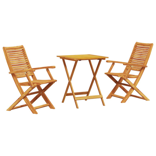 Set Bistro Pieghevole 3 pcs Marrone Legno di Acacia Massello | homemem39