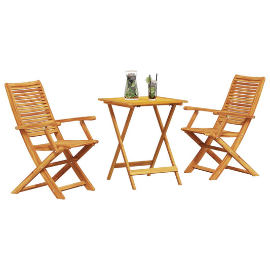 Set Bistro Pieghevole 3 pcs Marrone Legno di Acacia Massello