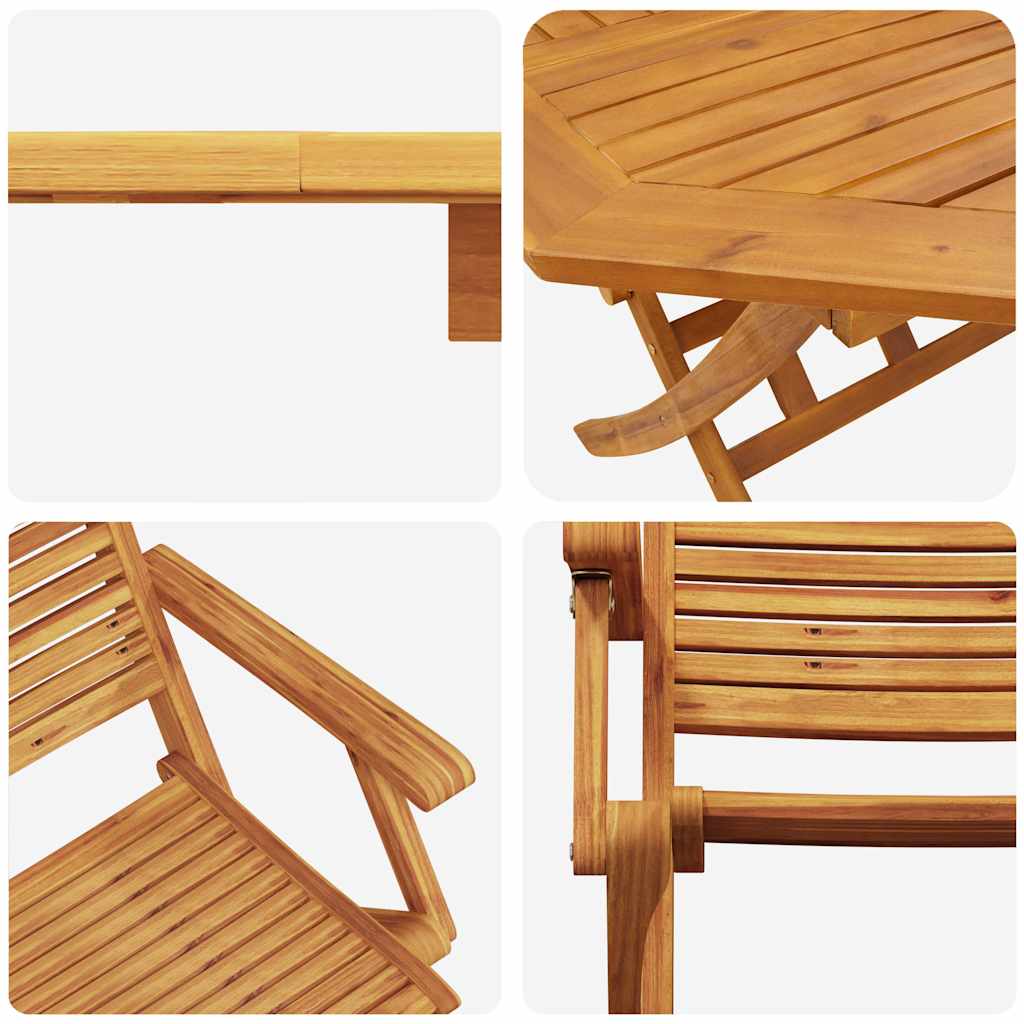 Set Bistro Pieghevole 3 pcs Marrone Legno di Acacia Massello