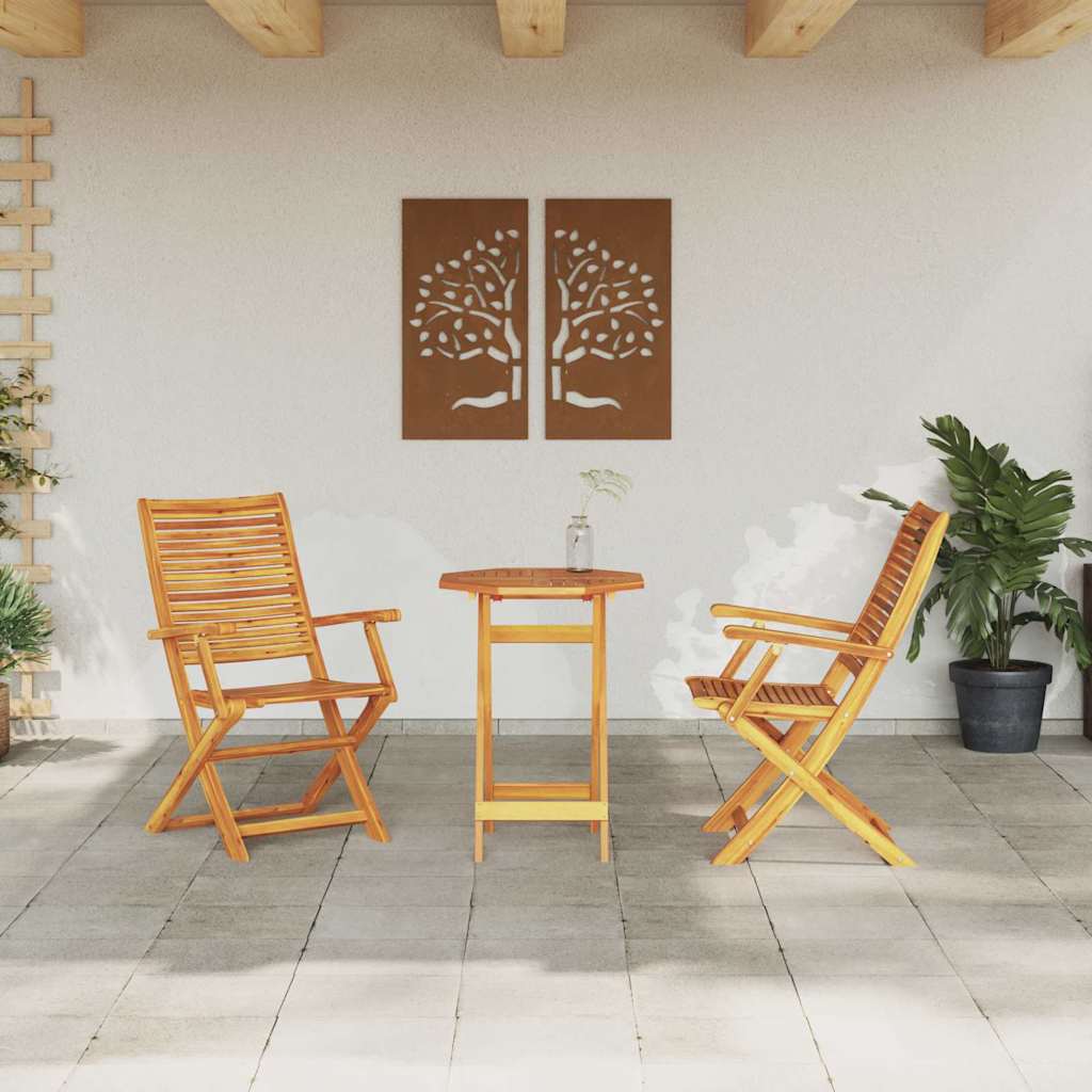Set Bistro Pieghevole 3 pcs Marrone Legno di Acacia Massello | homemem39