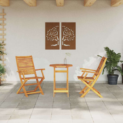 Set Bistro Pieghevole 3 pcs Marrone Legno di Acacia Massello | homemem39