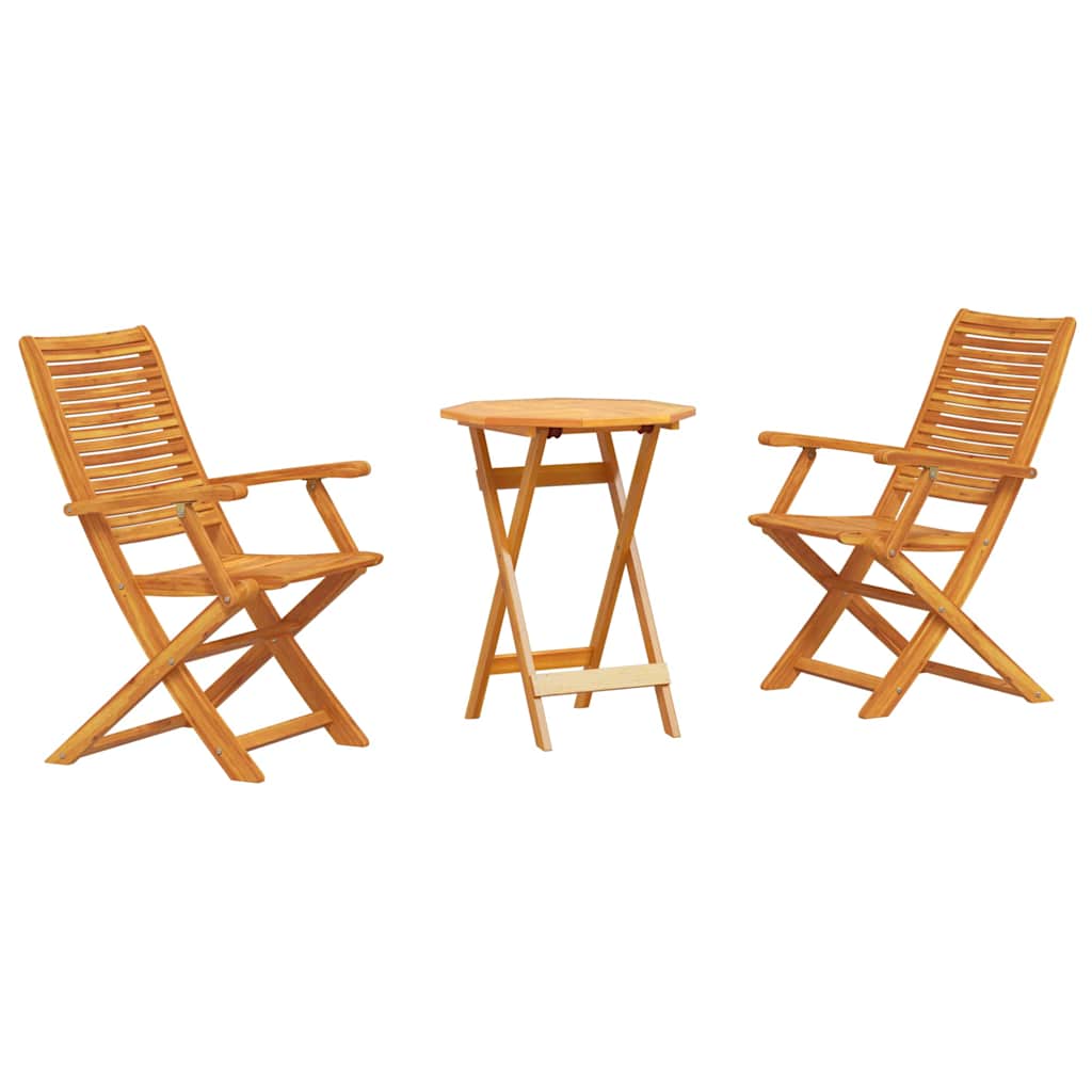 Set Bistro Pieghevole 3 pcs Marrone Legno di Acacia Massello | homemem39