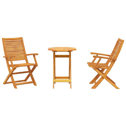 Set Bistro Pieghevole 3 pcs Marrone Legno di Acacia Massello | homemem39